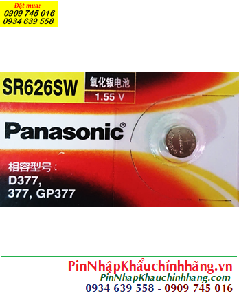 Panasonic SR626SW-Pin 377, Pin đồng hồ 1.55v Silver Oxide Panasonic SR626SW, Xuất xứ NHẬT